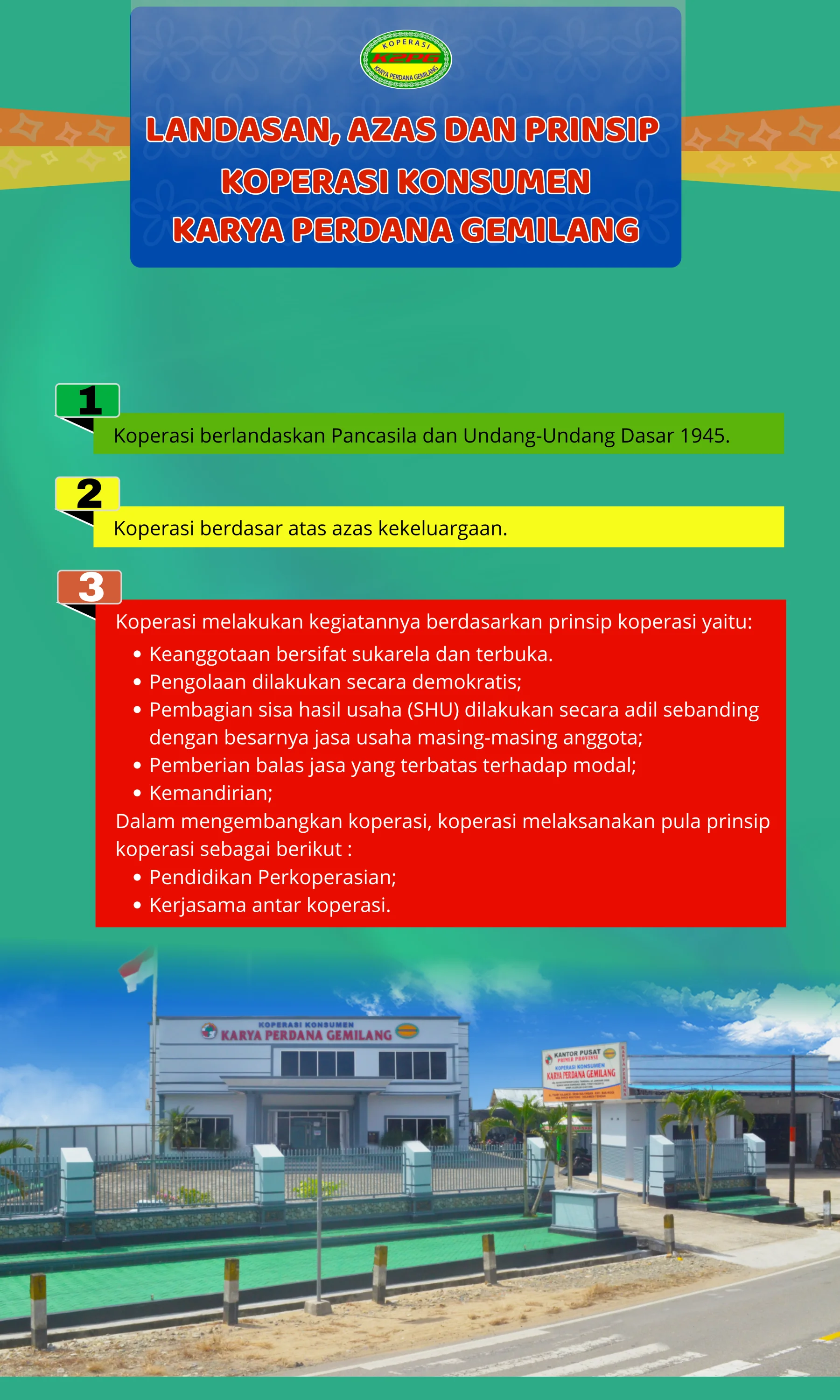 Landasan, Azas dan Prinsip Koperasi Konsumen K2PG